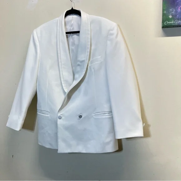 Oscar De La Renta Formal Double Breasted White Blazer